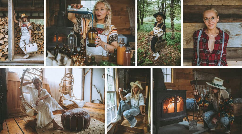 Grid of social media content and imagery with a cohesive visual identity.