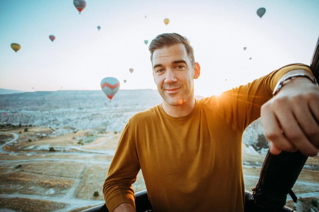 Lewis Howes in Cappadocia, captured through Elevated Realism photography