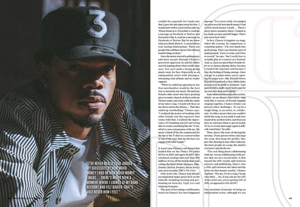Chance the Rapper styled editorially with cultural symbols, blending celebrity resonance with emotional relatability