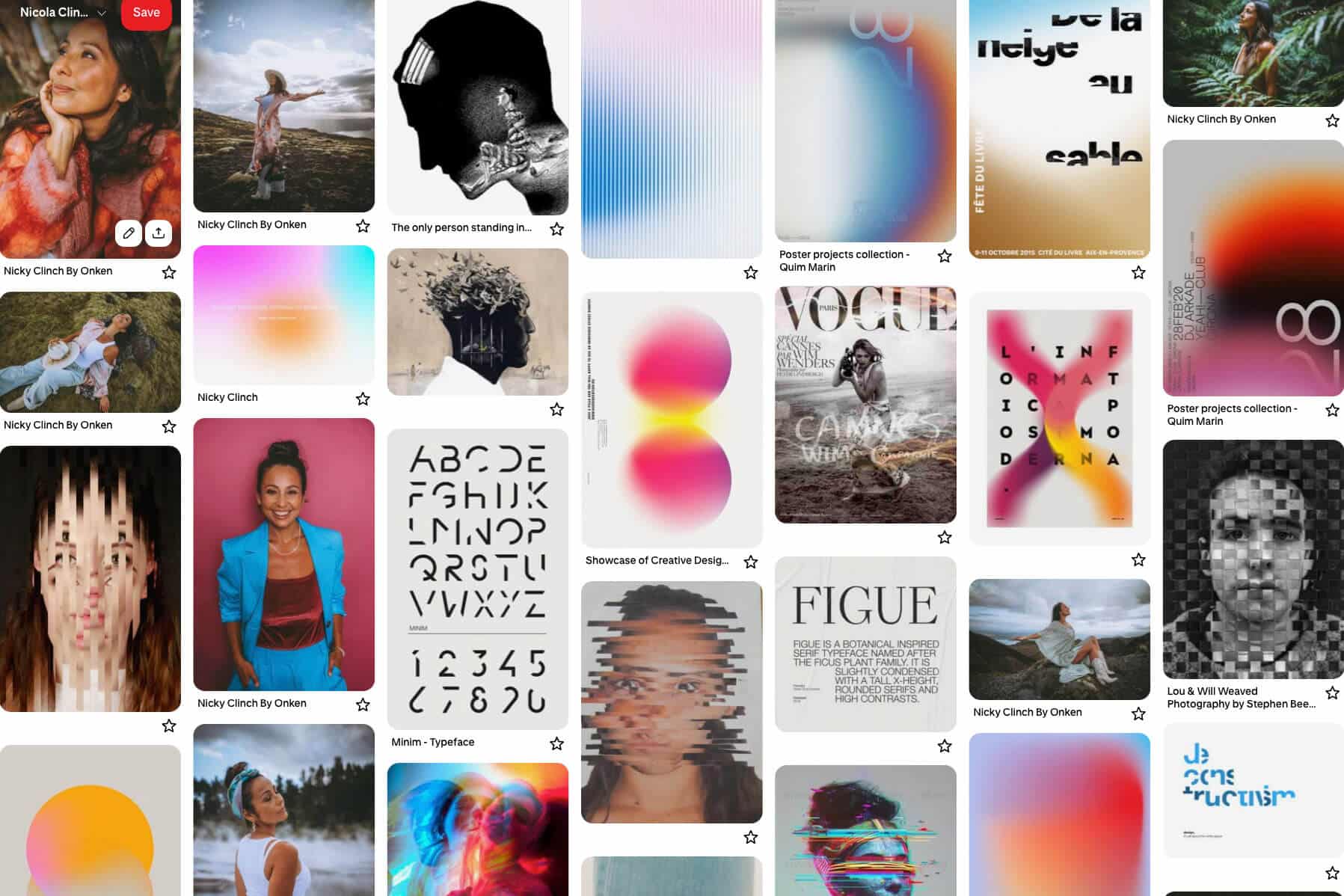A mood board filled with textures, color palettes, typography samples, and brand imagery on a designer’s wall — representing the visual identity process