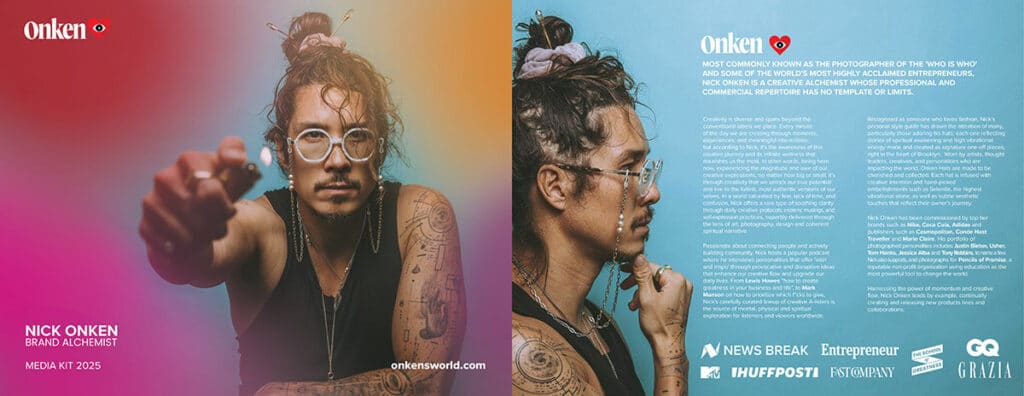 Personal brand press kit layout showing cohesive use of imagery and typography for consistent SEO signal