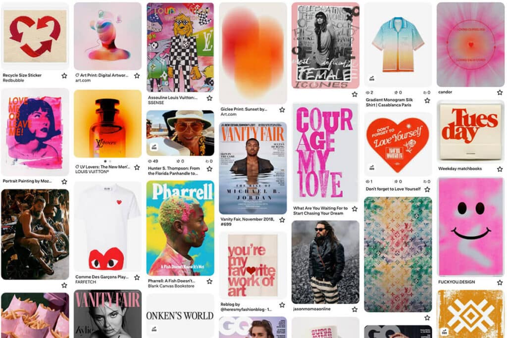 Screenshot of creative direction deck including typography, color palettes, and moodboard sketches for a personal brand