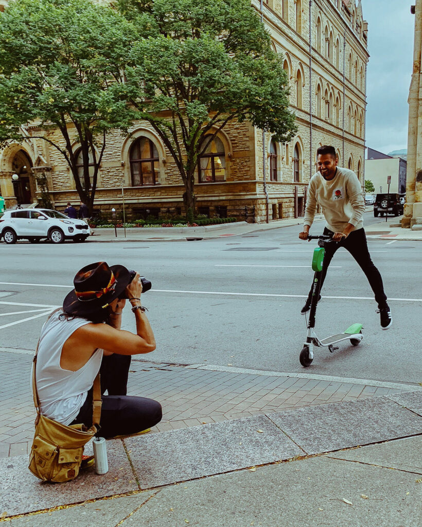 Behind the scenes of an editorial brand photography session for a professional coach