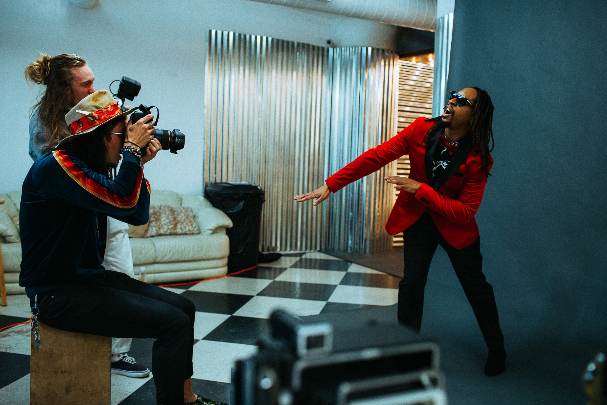 Nick Onken directing a personal brand shoot in an editorial studio environment