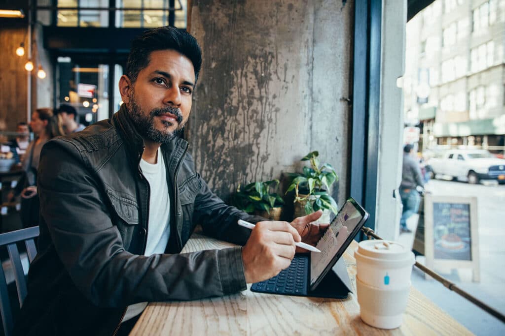 Person in deep self-reflection working through brand identity alignment questions