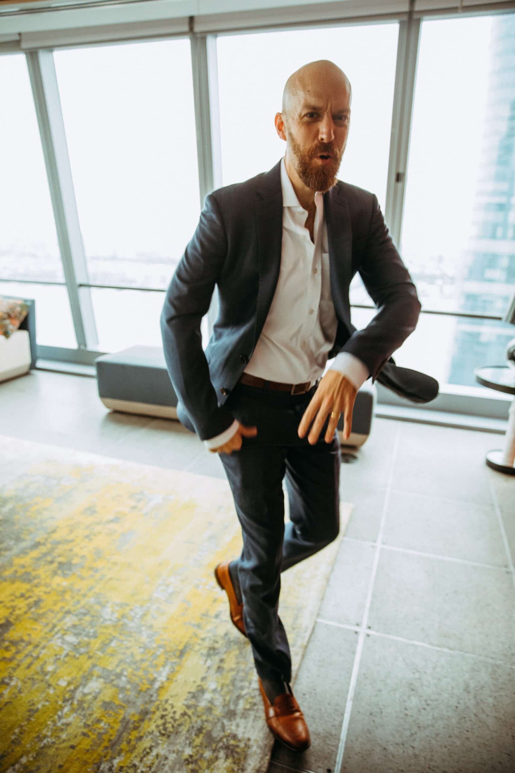 Nick Onken directing a personal brand photography client through the visual translation process during an Elevated Realism shoot